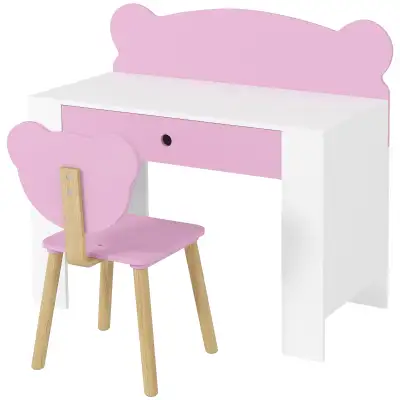 Kids Desk and Chair Set with Drawer for Drawing, Reading, Bear T, View more