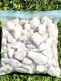 White Marble Rocks, assorted sizes in bag, is approx. 10lb-12lb,