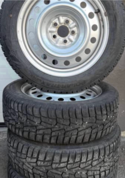 Nokian 205 55 16 winter 205/55R16 ice 2055516 snow tires on original fiat 500L wheels 5x98 rims 500...