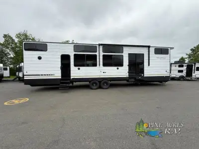 Forest River Wildwood Grand Lodge Park Model trailer 42ICE highlights: Two Lofts Kitchen Island King...