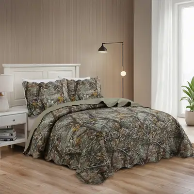 BRAND NEW CAMOUFLAGE 3 PIECE LUXURY QUILT SET, View more