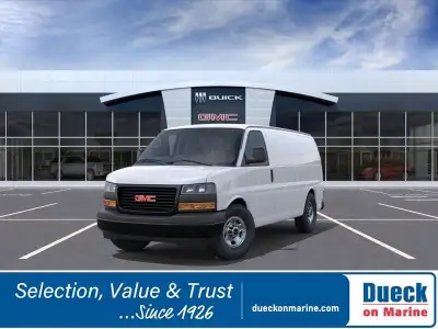 A rock-solid steel frame gives our 2026 GMC Savana 3500 Work Van in Summit White the strength and st...
