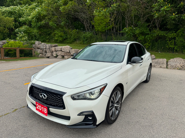 2018 Infiniti Q50 Sport 3.0T V6 AWD | Leather | Camera | GPS in Cars & Trucks in Hamilton