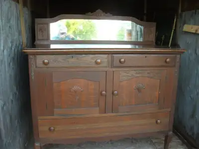 Vintage Oak Sideboard Buffet, View more