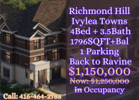 Assignment Deal Richmond Hill | Ivylea Townhouse!