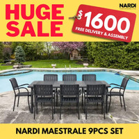 Nardi Maestrale Patio Furniture Dining Set with 8 Musa Chairs
