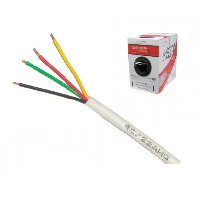 Yesalink Electronics Solid 22AWG 2 Pairs(4C) QUAD ALARM CABLE Fire Resistance Length: 1000FT per Col...