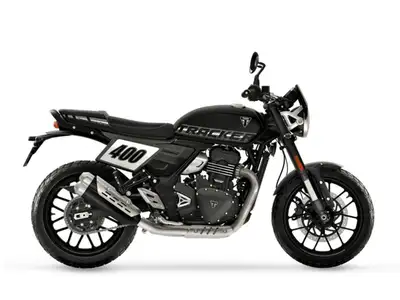 Sturgess Cycle 2026 Triumph Tracker 400 Phantom BlackBorn in the dirt. Built for the street.Stripped...