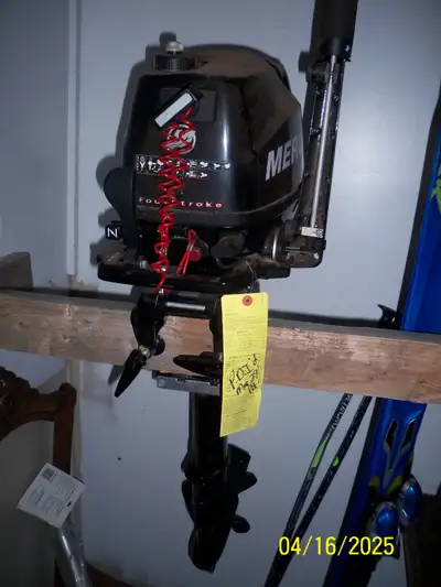 5 HP MERCURY OUTBOARD MOTOR WITH CONTROL ARM EXTENSION MODEL 1FX5201HK 4 STROKE , SHORT SHAFT BOUGHT...