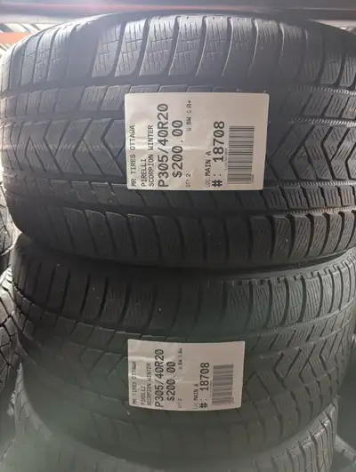 PAIR OF 2X P305/40R20 305/40/20 PIRELLI SCORPION WINTER TAG # 18708 ** Please read details below **...