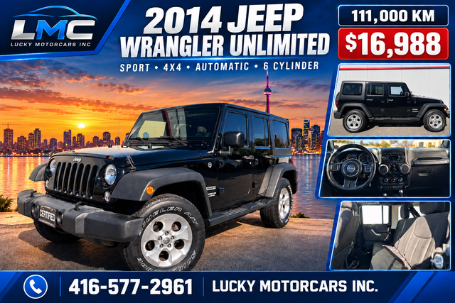 2014 Jeep WRANGLER UNLIMITED SPORT 4WD-AUTO-DEALER SERVICED-111K