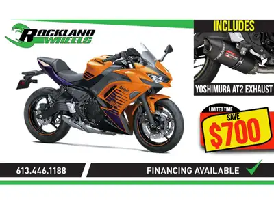 Kawasaki NINJA 650 WITH YOSHIMURA AT2 EXHAUST SYSTEM 2025 INCLUT YOSHIMURA AT2 Conçue pour incarner...
