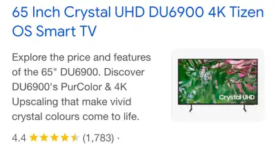 65" Tizen OS Smart TV – Open Box,, View more