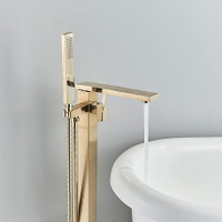 Waterfall Tub Filler with Hand Shower Brushed Gold
