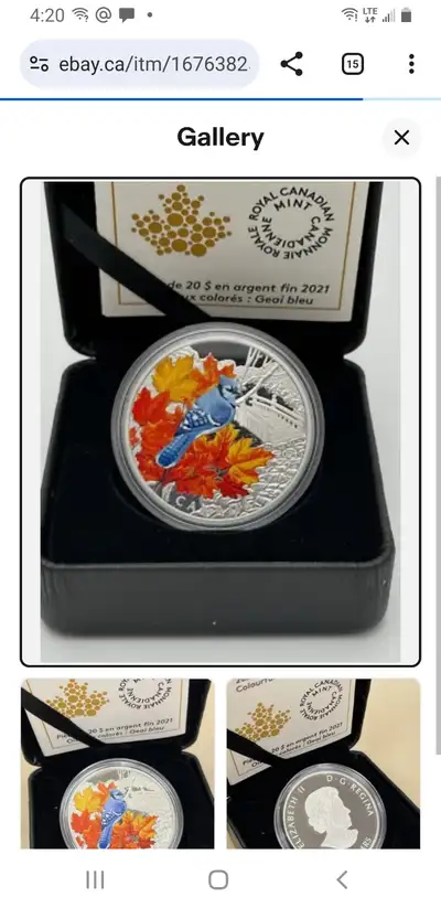 Silver coin bullion collectible blue jay 1oz, View more