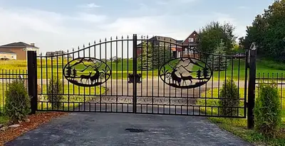 NEW WROUGHT IRON DRIVEWAY ENTRY GATE MANY DESIGNS & SIZE OPTIONS, View more