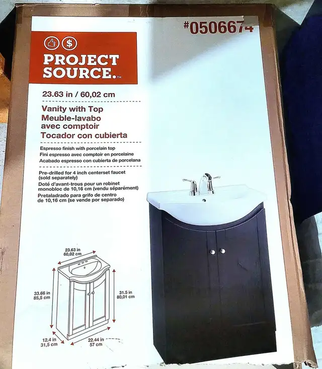 NEW - Project Source Vanity with Top - Espresso Finish in Cabinets & Countertops in Oakville / Halton Region - Image 2
