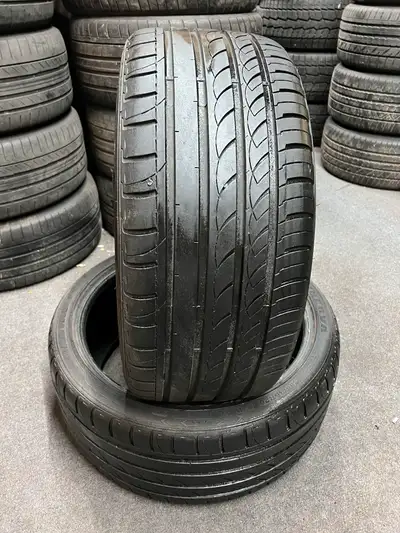 Very nice pair of Minerva Radial F105 summer tires. 2 x 255/35/20 8/32nd tread remaining You can rea...