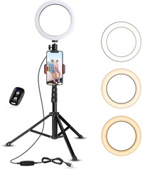 10 Inch 3 Colors Ring Light with Tripod Stand with holder