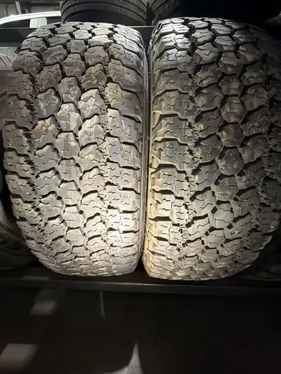 Two used LT275/70R18 Goodyear Wrangler A/T Adventurer tires. Load Range E with Kevlar. In good condi...