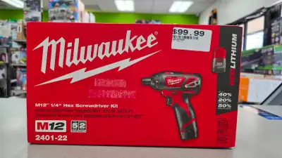 Milwaukee M12 1/4" Hex Screwdriver Kit 2401-22 - BRAND NEW, View more