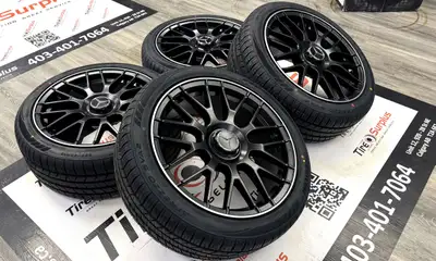 Replica M02 Rims and SAILUN All Season Tires Fits Mercedes C300, C43AMG, CLA250, A220, A250 -Wheel S...