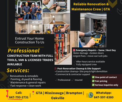 Reliable Renovation & Maintenance Crew – GTA, View more
