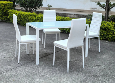 New White Glass Dining Table Set 1+4 TL6661, View more