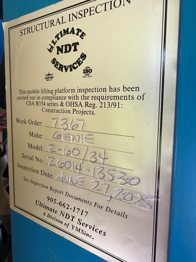 2014 Genie Z60 Diesel Articulating Boom Fully Serviced in Heavy Equipment in Hamilton - Image 23