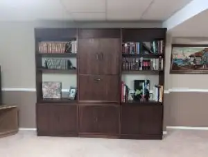 Walnut (Dark) Bookcase and Storage Cabinets and Desk, View more