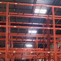 Used 9’ long x 4” thick RediRack pallet racking beams available