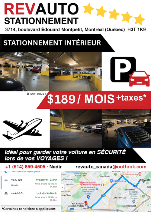 FRANÇAIS ENTREPOSAGE AUTOMOBILE – COURTE ET LONGUE DURÉE Situé à seulement 20 minutes de l’aéroport...