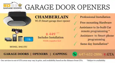We do install Smart garage door openers of all kinds > quit belt drive Wifi models Chamberlain Brand...