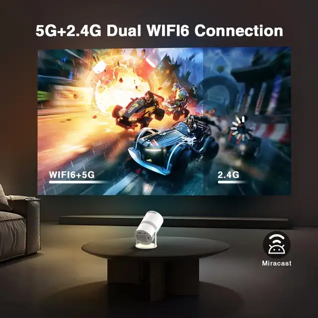 GKLPO Mini Projector with WiFi 6 and Bluetooth, Portable Outdoor in General Electronics in Markham / York Region - Image 4