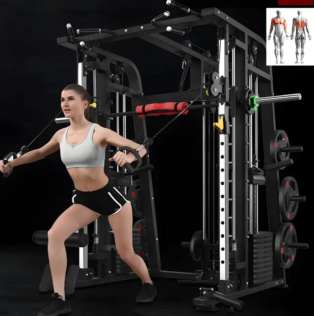 HEAVY DUTY SMITH MACHINE HOME GYM EXERCISE WEIGHT LIFTING 127554 in Exercise Equipment in Regina - Image 6