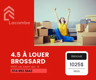 Beau 4 ½ entièrement rénové – Disponible Août 2025 – Brossard