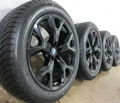 2021 BMW X7 21 Inch OEM / Original Style 752 Jet Black Wheels and run flat winter tires for sale. Al...