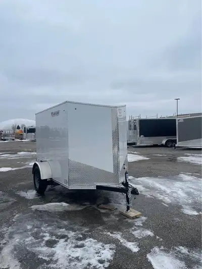 New 2024 5x8 Enclosed Trailer -One in stock, stock#3797 -5'6" interior height -White -GVW: 1034lbs G...