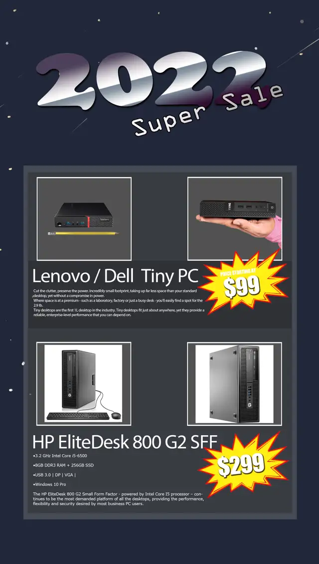 Lots of LENOVO/ DELL/ HP TINY/ SFF  PC start from $9963760490223105124