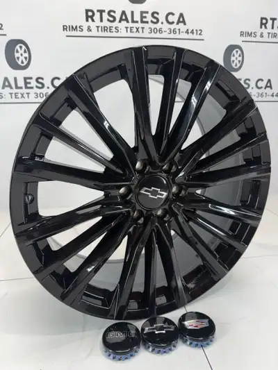 Set of four new 22 inch GM replica rims -- These are new rims. Never mounted. Warranty on the finish...