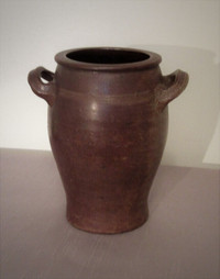 Rare Antique Belgian Farmhouse Brown Ceramic Pot w/Handles