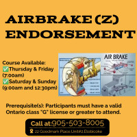 AIRBRAKE (Z) ENDORSEMENT! SPECIAL DEAL! THIS WEEKEND CLASS!