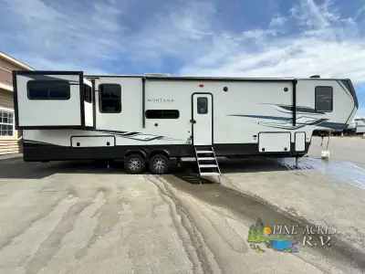 Keystone Montana High Country fifth wheel 373RD highlights: Elevated Rear Den Dual-Sink Vanity Coffe...