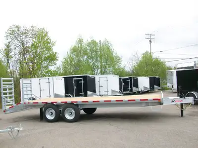 REMORQUE PLATE-FORME DECK OVER 8'.6'' X 23' 20' + 3' DROP 2 ESSIEUX 8000LB.SUSPENSION SLIPPER HD RAM...
