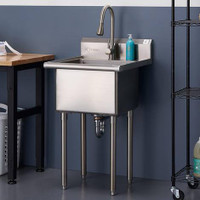 TRINITY Stainless Steel Utility Sink with Pull-out Faucet