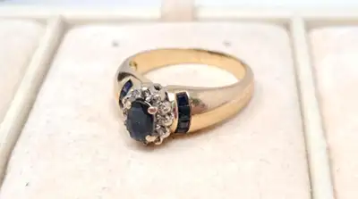 14K Size 7 ring with tested diamonds, View more