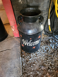 Black Welcome Milk Can From Borden