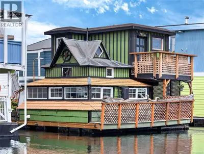 Zigguratus is the name of this iconic float home at Fisherman's Wharf — one of Victoria's most recog...