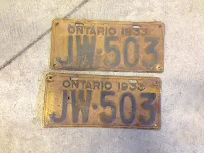 Nice Rare Vintage License Plates in good condition Picture 1 - Matching Pair $100.00 Picture 2 - Mat...