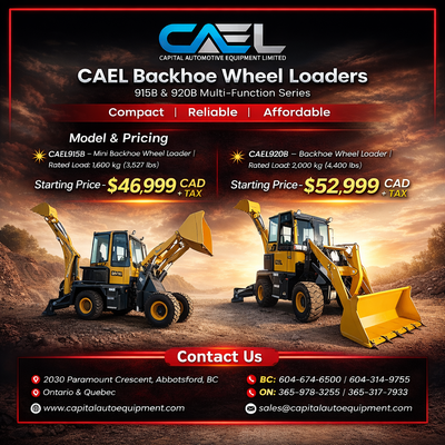Finance ! New CAEL Wheel Loaders with backhoe 915B & 920B certified and warranty 46,999 Certified •...